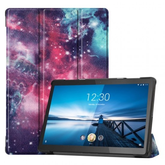 Pattern Printing Leather Tri-fold Tablet Flip Cover for Lenovo M10 FHD REL TB-X605FC - Starry Sky Lenovo Cases Mobile Tablet