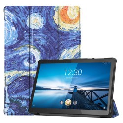 Pattern Printing Leather Tri-fold Tablet Flip Cover for Lenovo M10 FHD REL TB-X605FC - Oil Painting