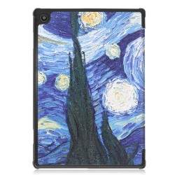 Pattern Printing Leather Tri-fold Tablet Flip Cover for Lenovo M10 FHD REL TB-X605FC - Oil Painting