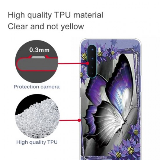 Θήκη Σιλικόνης TPU για OnePlus Nord - Μωβ Πεταλούδα OnePlus Θήκες Κινητών
