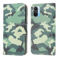 Wallet Design Pattern Printing Cross Texture Leather Phone Case for Xiaomi Poco F3/Redmi K40/Redmi K40 Pro - Camouflage