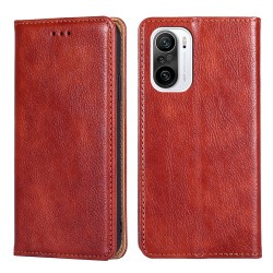 Auto-Absorbed Leather Phone Stand Case for Xiaomi Redmi K40 Pro / Redmi K40 / Poco F3 / Mi 11i - Red