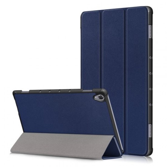 PU Leather Smart Case with Tri-fold Stand for Huawei MediaPad M6 10.8 inch (2019) - Dark Blue Huawei Tablets Case