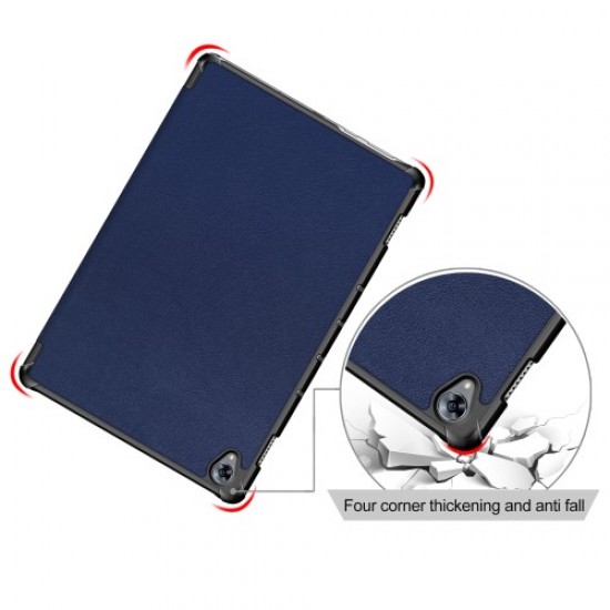 PU Leather Smart Case with Tri-fold Stand for Huawei MediaPad M6 10.8 inch (2019) - Dark Blue Huawei Tablets Case