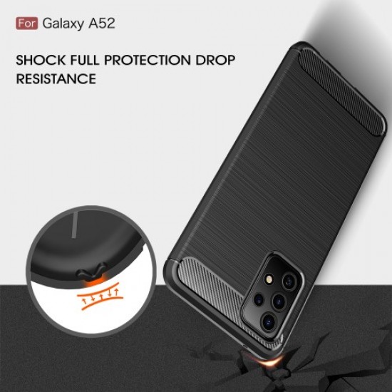Brushed Carbon Fiber TPU Protector Case for Samsung Galaxy A52 5G / A52 4G - Black Samsung Cases Mobile
