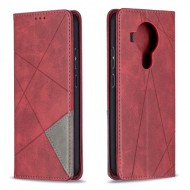 Δερμάτινη Θήκη Πορτοφόλι με Βάση Στήριξης με Γεωμετρικά Σχέδια για Nokia 5.4 - Κόκκινο
