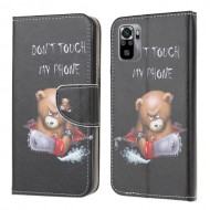 Pattern Printing Cross Texture Leather Wallet Stand Case Shell for Xiaomi Redmi Note 10 4G / Note 10S - Bear