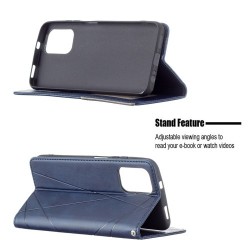 For Xiaomi Redmi Note 10 4G/Note 10S Geometric Splicing Pattern Leather Case Card Holder Shell with Stand - Blue For Xiaomi Redmi Note 10 4G/Note 10S Geometric Splicing Pattern Leather Case Card Holder Shell with Stand - Blue