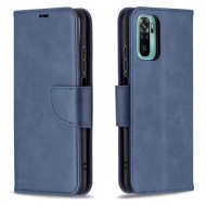PU Leather Stylish Wallet Design Smartphone Case for Xiaomi Redmi Note 10 4G/Note 10S - Blue