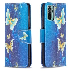 Folio Flip Pattern Printing Wallet Leather Phone Stand Case Shell for Xiaomi Redmi Note 10 4G/Note 10S - Golden Butterfly Folio Flip Pattern Printing Wallet Leather Phone Stand Case Shell for Xiaomi Redmi Note 10 4G/Note 10S - Golden Butterfly