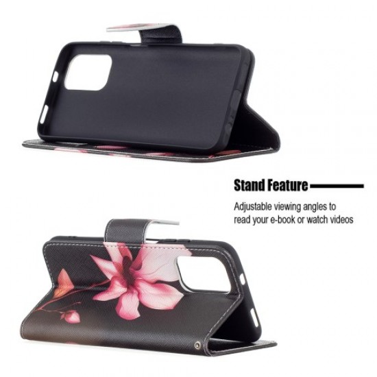 Folio Flip Pattern Printing Wallet Leather Phone Stand Case Shell for Xiaomi Redmi Note 10 4G/Note 10S - Pink Flower XIAOMI Cases Mobile