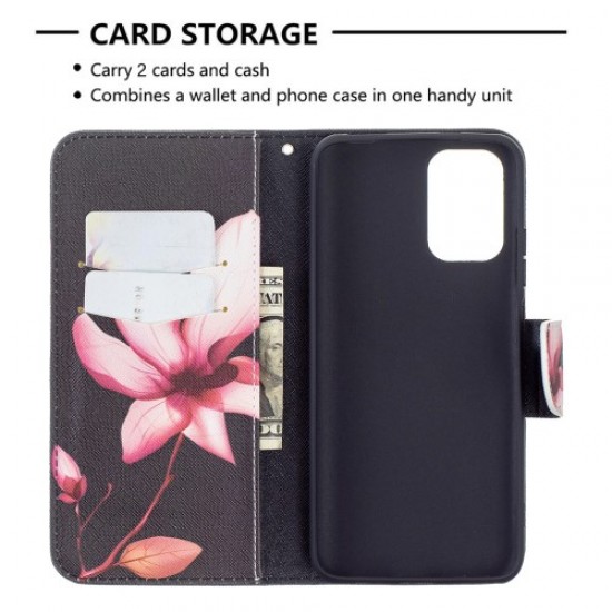 Folio Flip Pattern Printing Wallet Leather Phone Stand Case Shell for Xiaomi Redmi Note 10 4G/Note 10S - Pink Flower XIAOMI Cases Mobile