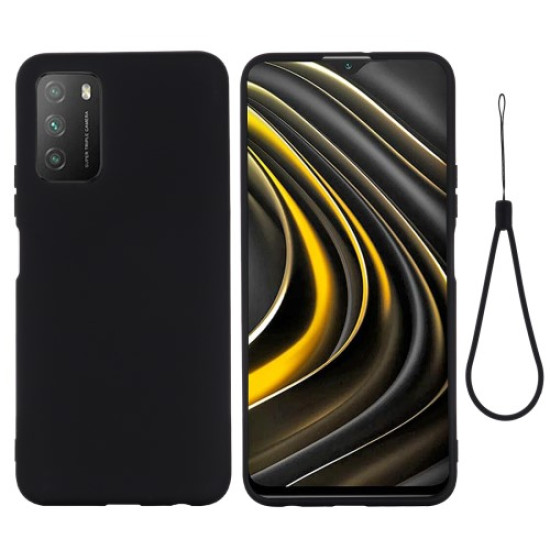 Shockproof Soft Liquid Silicone Cover Case for Xiaomi Poco M3 - Black XIAOMI Cases Mobile