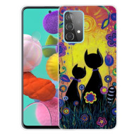 Pattern Printing Flexible TPU Phone Case for Samsung Galaxy A72 5G / A72 4G - Black Cats