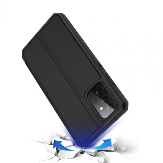 DUX DUCIS Skin X Series Stand Design Auto-absorbed Card Holder Leather Protector Case for Samsung Galaxy A72 5G / A72 4G - Black Samsung Cases Mobile