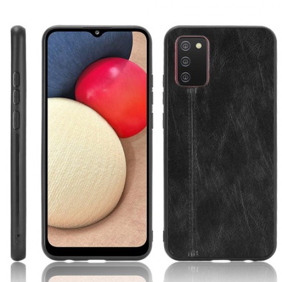 PU Leather Coated Hybrid Mobile Phone Case Stitching Design for Samsung Galaxy A02s (164.2x75.9x9.1mm) - Black Samsung Cases Mobile