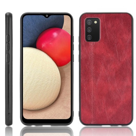 PU Leather Coated Hybrid Mobile Phone Case Stitching Design for Samsung Galaxy A02s (164.2x75.9x9.1mm) - Red Samsung Cases Mobile