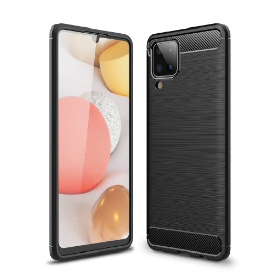 Carbon Fiber Brushed Shell for Samsung Galaxy A12 TPU Protective Cover - Black Samsung Cases Mobile