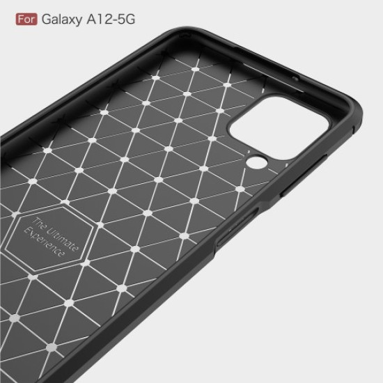 Carbon Fiber Brushed Shell for Samsung Galaxy A12 TPU Protective Cover - Black Samsung Cases Mobile