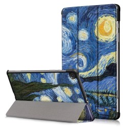 Patterned Tri-fold Stand Leather Smart Protective Tablet Case for Samsung Galaxy Tab S6 Lite P610/P615 - Painting