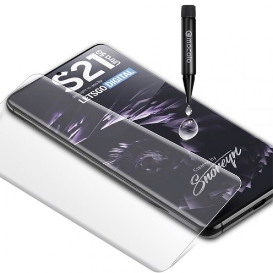 MOCOLO [UV Light Irradiation] 3D Curved HD Full Screen Coverage Full Glue Tempered Glass Screen Protector for Samsung Galaxy S21 Ultra 5G Samsung Screen Protectors