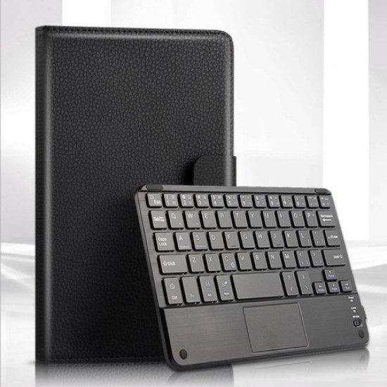 AJIUYU Δερμάτινη Θήκη Βιβλίο με Αποσπώμενο Ασύρματο Πληκτρολόγιο για Samsung Galaxy Tab A 8.0 Wi-Fi (2019) SM-T290/T295 - Μαύρο Samsung Θήκες Tablet