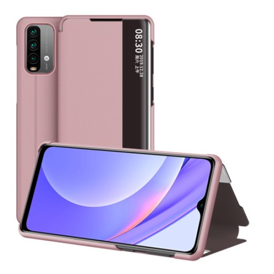 View Window Flip Leather Shell for Xiaomi Redmi Note 9 4G (Qualcomm Snapdragon 662)/Poco M3/ Redmi 9T/ 9 Power - Rose Gold XIAOMI Cases Mobile