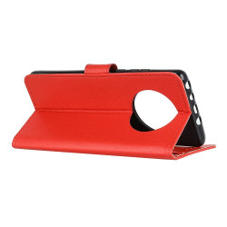 Δερμάτινη Θήκη Πορτοφόλι με Βάση Στήριξης για Xiaomi Redmi Note 9T - Κόκκινο