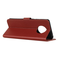 Δερμάτινη Θήκη Πορτοφόλι με Βάση Στήριξης για Xiaomi Redmi Note 9T - Καφέ