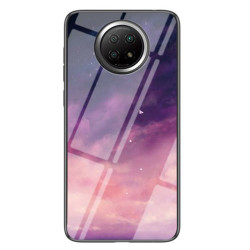 Σκληρή Θήκη με Γυάλινη Πλάτη και Σιλικόνη Περιμετρικά για Xiaomi Redmi Note 9T - Μωβ Ουρανός