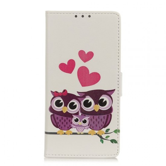 Pattern Printing Flip Wallet Design Leather Cover for Xiaomi Redmi Note 9 5G/Redmi Note 9T 5G Case - Heart and Owl XIAOMI Cases Mobile