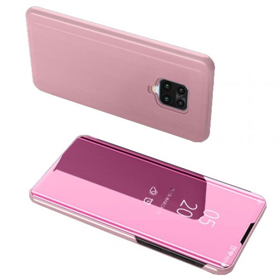 View Window Plated Mirror Surface Leather Stand Shell Case for Xiaomi Redmi Note 9 Pro - Rose Gold XIAOMI Cases Mobile