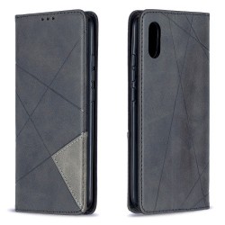 Geometric Pattern Leather with Card Slots Shell for Xiaomi Redmi 9A - Black