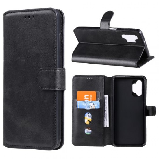 Classic Wallet Stand Flip Leather Phone Case for Samsung Galaxy A32 5G - Black Samsung Cases Mobile