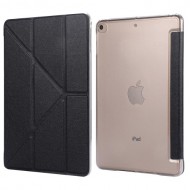 Silk Texture Origami Stand PU Leather Case for iPad mini (2019) 7.9 inch - Black