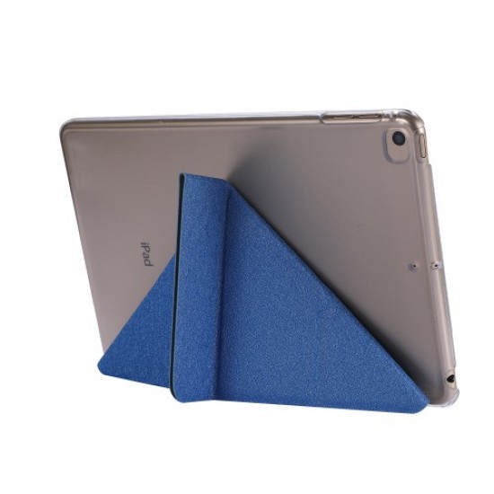 Silk Texture Origami Stand PU Leather Case for iPad mini (2019) 7.9 inch - Dark Blue Apple Cases Tablet
