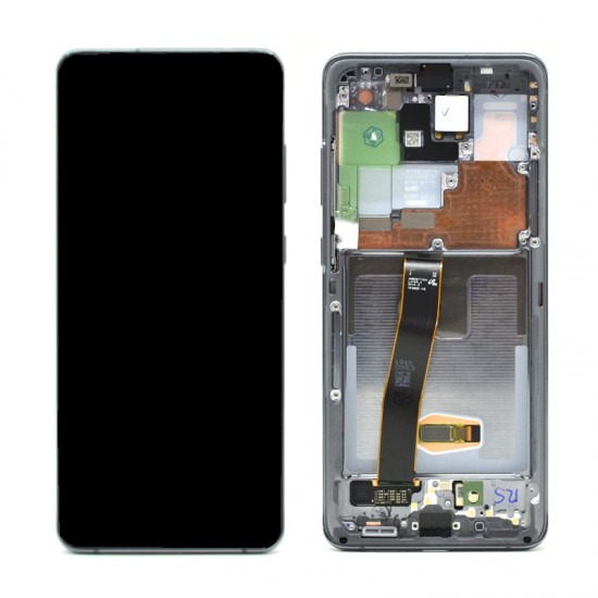 Γνήσια Samsung Οθόνη LCD και Μηχανισμός Αφής για Samsung Galaxy S20 Ultra SM-G988 - Γκρι/Ασημί (Cosmic Grey/Silver) (GH82-22271B) Samsung Ανταλλακτικά