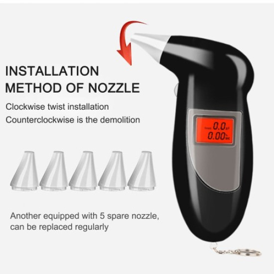Breath Alcohol Tester Portable Breathalyzer for Personal and Car 