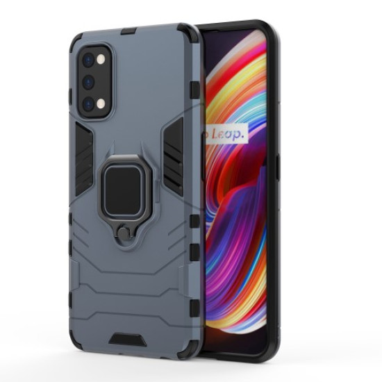 Ring-Shape Kickstand PC + TPU Phone Case for OPPO Realme 7 Pro - Blue Oppo Realme Cases Mobile