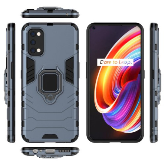 Ring-Shape Kickstand PC + TPU Phone Case for OPPO Realme 7 Pro - Blue Oppo Realme Cases Mobile