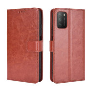 Crazy Horse Wallet Stand Leather Shell with Strap for Xiaomi Poco M3 - Brown