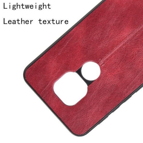 Stitching Design PU Leather Coated PC + TPU Hybrid Case for Motorola Moto G9 (India)/G9 Play/E7 Plus - Red Motorola Cases Mobile