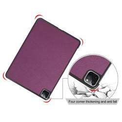 Litch Skin PU Leather Tri-fold Stand Tablet Case for iPad Pro 11-inch (2020) / (2018) - Purple Litch Skin PU Leather Tri-fold Stand Tablet Case for iPad Pro 11-inch (2020) / (2018) - Purple