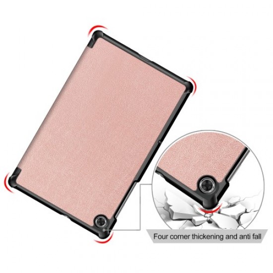 Tri-fold PU Leather Auto-wake/Sleep Smart Tablet Case for Lenovo Tab M10 HD Gen 2 TB-X306F / TB-X306X - Pink Lenovo Cases Mobile Tablet