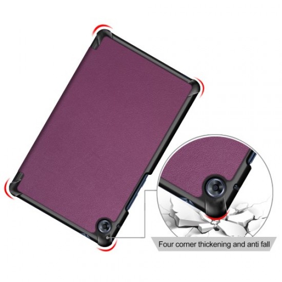 Tri-fold Stand Leather Smart Case for Huawei MatePad T8/C3 8.0 2020 - Purple Huawei Tablets Case