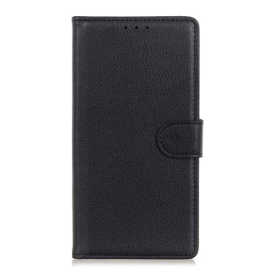 Litchi Texture Leather Wallet Protective Cover for Samsung Galaxy M51 Side Fingerprint Version - Black Samsung Cases Mobile