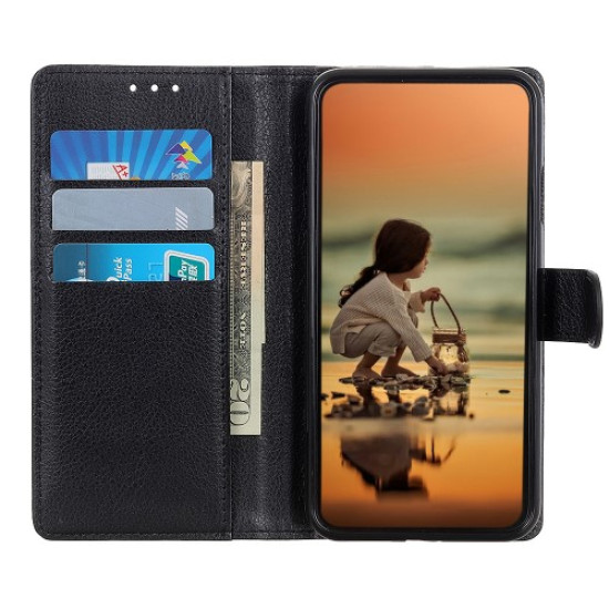 Litchi Texture Leather Wallet Protective Cover for Samsung Galaxy M51 Side Fingerprint Version - Black Samsung Cases Mobile