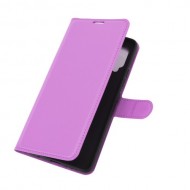 Litchi Texture Wallet Stand Leather Shell Protective Cover for Samsung Galaxy A42 5G - Purple