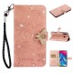 Bee Pattern Rhinestone Decor Leather Wallet Phone Casing Cover for Samsung Galaxy A20s - Rose Gold Samsung Cases Mobile