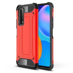 Armor Guard Cushioned Corners Plastic + TPU Hybrid Phone Case for Huawei P smart 2021/Y7a - Red Armor Guard Cushioned Corners Plastic + TPU Hybrid Phone Case for Huawei P smart 2021/Y7a - Red